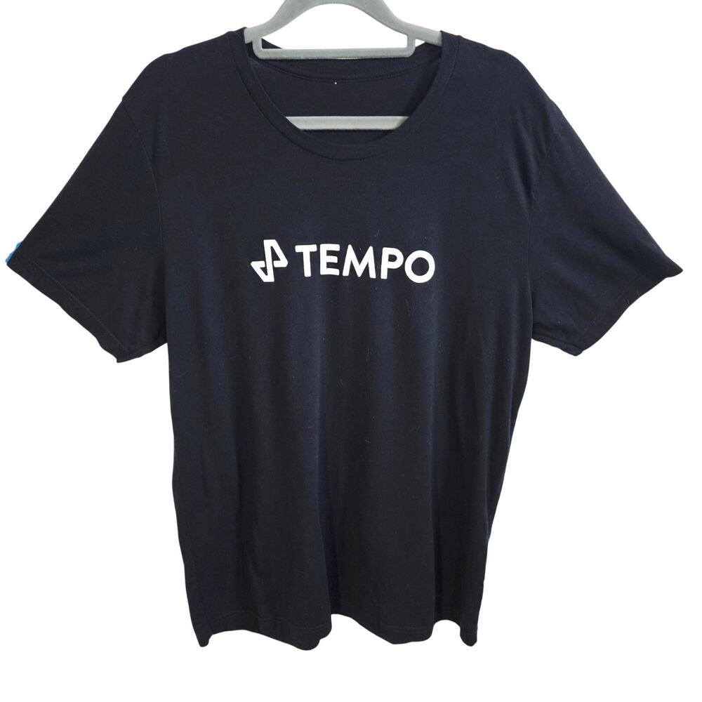 Tempo Logo Tee Shirt Men's Size XL Black The Motive Training Tee Workout Gym Bro